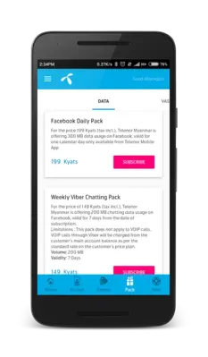 Telenor Myanmar android App screenshot 1